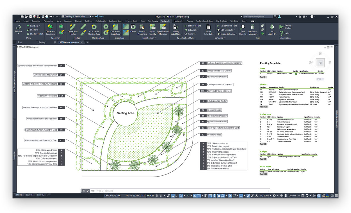 KeySCAPE - Planting scheme